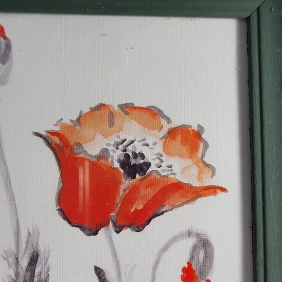 Original Watercolor Painting Poppies Art Painted by Foot Artist Signed 5 x 7 - Picture 2 of 7